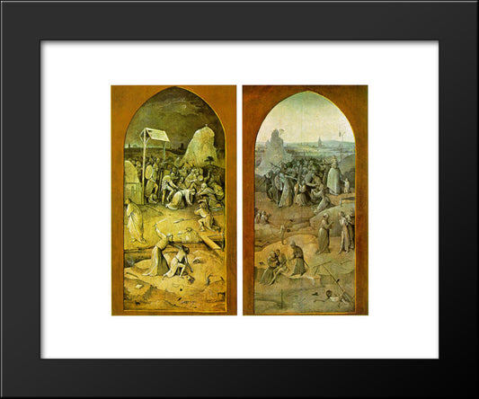 Temptation Of St. Anthony, Outer Wings Of The Triptych 20x24 Black Modern Wood Framed Art Print Poster by Bosch, Hieronymus