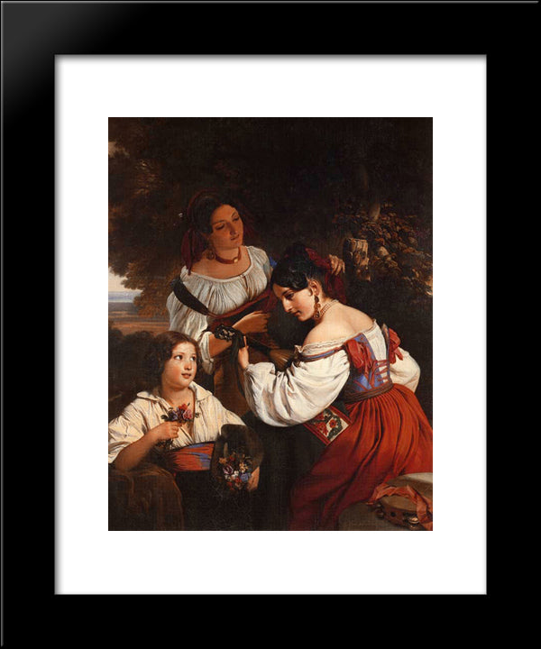 Roman Genre Scene 20x24 Black Modern Wood Framed Art Print Poster by Winterhalter, Franz Xaver
