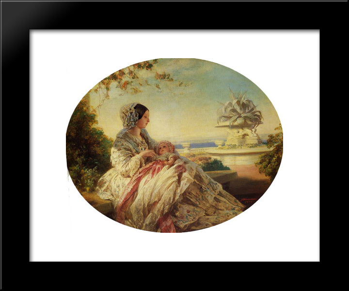 Queen Victoria With Prince Arthur 20x24 Black Modern Wood Framed Art Print Poster by Winterhalter, Franz Xaver