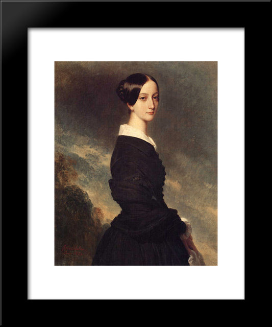 Francoise Caroline Gonzague, Princesse De Joinville 20x24 Black Modern Wood Framed Art Print Poster by Winterhalter, Franz Xaver