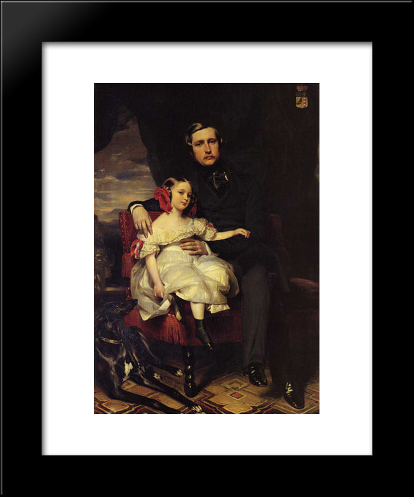 Napoleon Alexandre Louis Joseph Berthier, Prince De Wagram And His Daughter, Malcy Louise Caroline Frederique 20x24 Black Modern Wood Framed Art Print Poster by Winterhalter, Franz Xaver