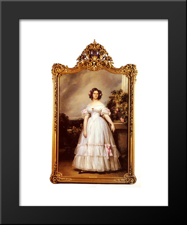 A Full'Length Portrait Of H.R.H Princess Marie'Clementine Of Orleans 20x24 Black Modern Wood Framed Art Print Poster by Winterhalter, Franz Xaver