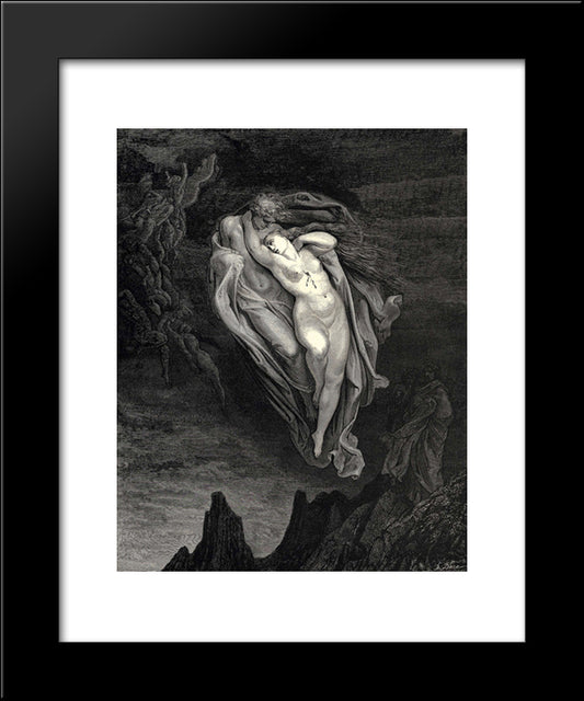 The Inferno, Canto 5, Lines 72'74: Bard! Willingly I Would Address Those Two Together Coming, Which Seem So Light Before The Wind 20x24 Black Modern Wood Framed Art Print Poster by Dore, Gustave