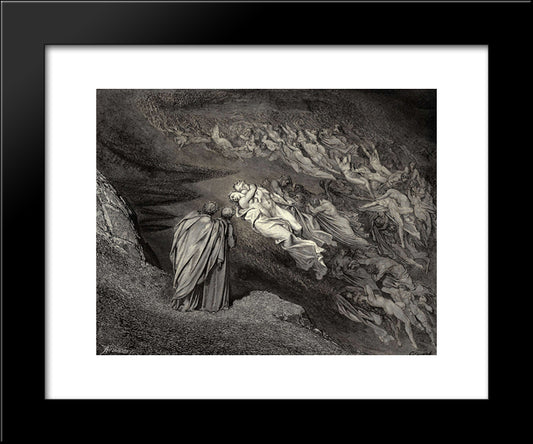 The Inferno, Canto 5, Lines 105'106: Love Brought Us To One Death: Caina Waits The Soul, Who Spilt Our Life 20x24 Black Modern Wood Framed Art Print Poster by Dore, Gustave