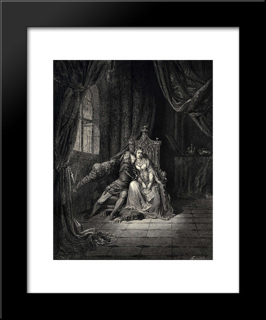 The Inferno, Canto 5, Lines 134'135: In Its Leaves That Day We Read No More 20x24 Black Modern Wood Framed Art Print Poster by Dore, Gustave