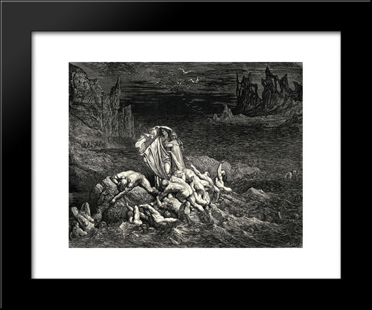 The Inferno, Canto 7, Lines 118'119: Now Seest Thou, Son! The Souls Of Those, Whom Anger Overcame 20x24 Black Modern Wood Framed Art Print Poster by Dore, Gustave