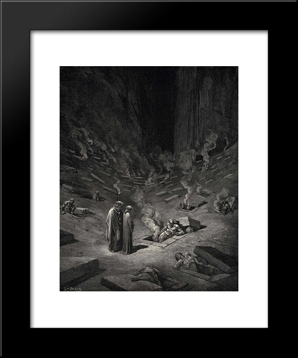 The Inferno, Canto 9, Lines 124'126: He Answer Thus Return: The Arch'Heretics Are Here, Accompanied By Every Sect Their Followers; 20x24 Black Modern Wood Framed Art Print Poster by Dore, Gustave