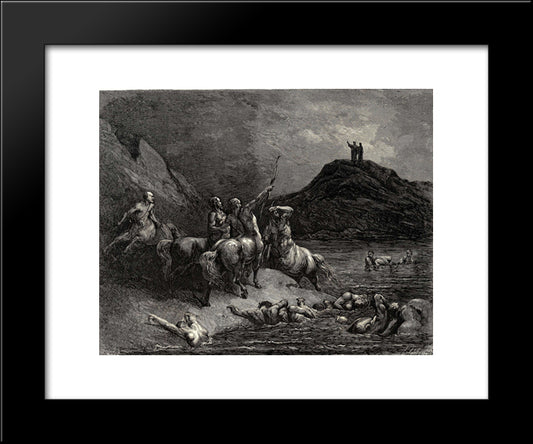 The Inferno, Canto 12, Lines 38'39: One Cried From Far: Say To What Pain Ye Come, Condemn, Who Down This Steep Have Journied? 20x24 Black Modern Wood Framed Art Print Poster by Dore, Gustave