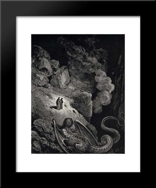 The Inferno, Canto 17, Line 7: Forthwith That Image Vile Of Fraud Appear 20x24 Black Modern Wood Framed Art Print Poster by Dore, Gustave