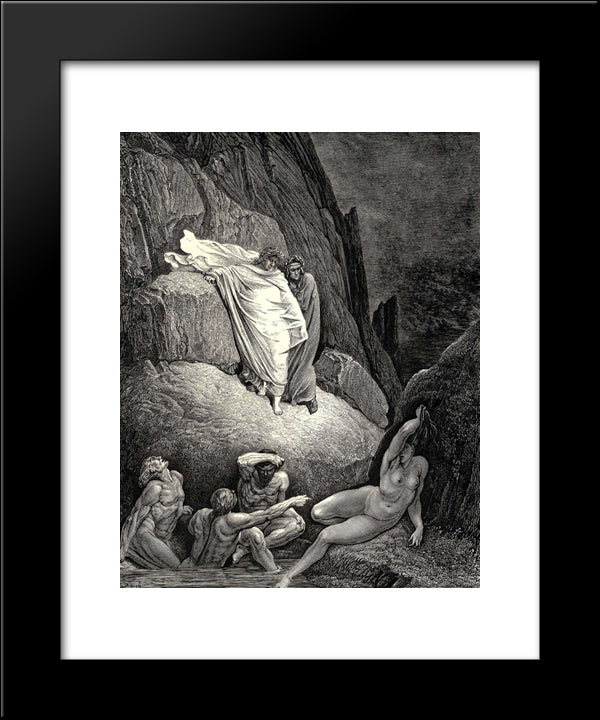 The Inferno, Canto 18, Lines 130'132: Thais Is This, The Harlot, Whose False Lip AnswerD Her Doting Paramour That AskD, Thankest Me Much! 20x24 Black Modern Wood Framed Art Print Poster by Dore, Gustave
