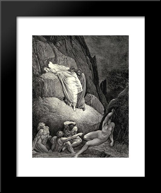 The Inferno, Canto 18, Lines 130'132: Thais Is This, The Harlot, Whose False Lip AnswerD Her Doting Paramour That AskD, Thankest Me Much! 20x24 Black Modern Wood Framed Art Print Poster by Dore, Gustave