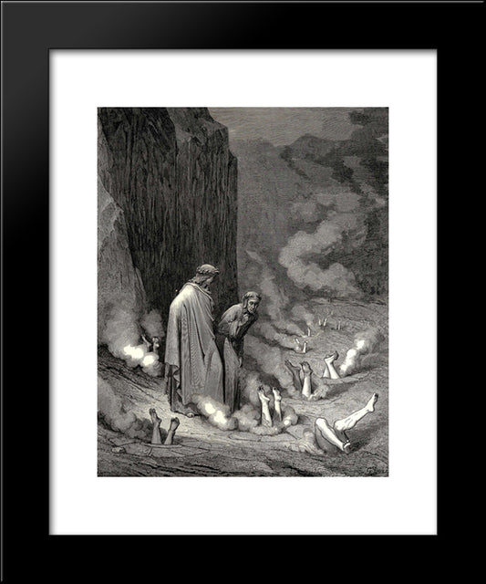 The Inferno, Canto 19, Lines 10'11: There Stood I Like The Friar, That Doth Shrive A Wretch For Murder Doom 20x24 Black Modern Wood Framed Art Print Poster by Dore, Gustave