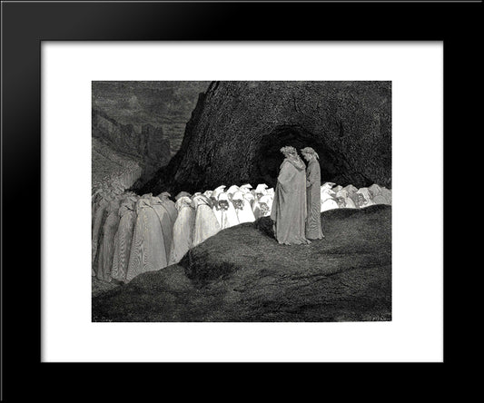 The Inferno, Canto 23, Lines 92'94: Tuscan, Who Visitest The College Of The Mourning Hypocrites, Disdain Not To Instruct Us Who Thou Art 20x24 Black Modern Wood Framed Art Print Poster by Dore, Gustave