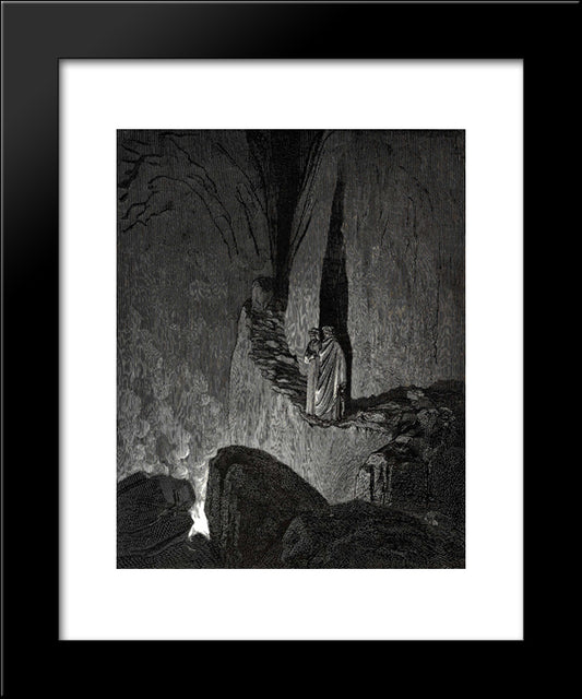 The Inferno, Canto 26, Lines 46'49: The Guide, Who Mark How I Did Gaze Attentive 20x24 Black Modern Wood Framed Art Print Poster by Dore, Gustave