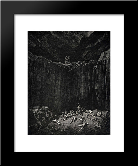 The Inferno, Canto 29, Lines 52'56: Then My Sight Was Livelier To Explore The Depth, Wherein The Minister Of The Most Mighty Lord 20x24 Black Modern Wood Framed Art Print Poster by Dore, Gustave