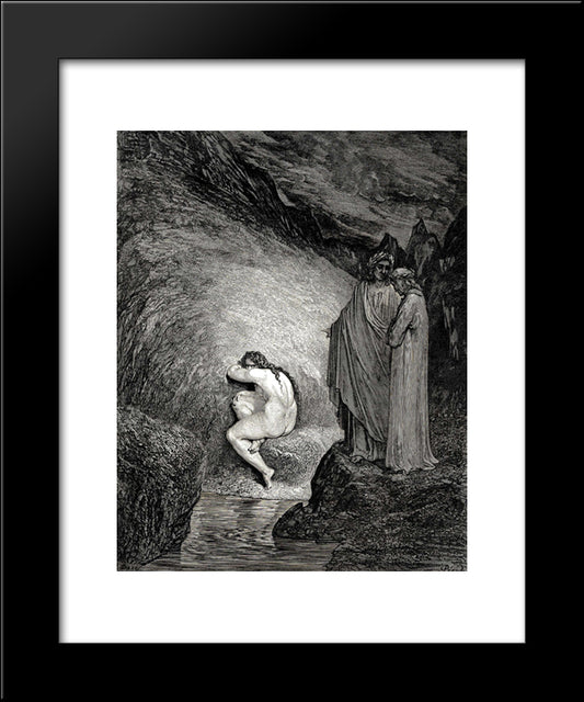 The Inferno, Canto 30, Lines 38'39:  That Is The Ancient Soul Of Wretched Myrrha, 20x24 Black Modern Wood Framed Art Print Poster by Dore, Gustave