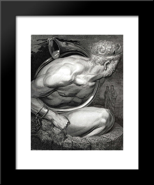 The Inferno, Canto 31, Lines 64'66: O Senseless Spirit! Let Thy Horn For Thee Interpret: Therewith Vent Thy Rage, If Rage Or Other Passion Wring Thee 20x24 Black Modern Wood Framed Art Print Poster by Dore, Gustave