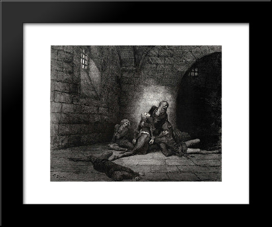 The Inferno, Canto 33, Lines 67'68: Hast No Help For Me, My Father! 20x24 Black Modern Wood Framed Art Print Poster by Dore, Gustave
