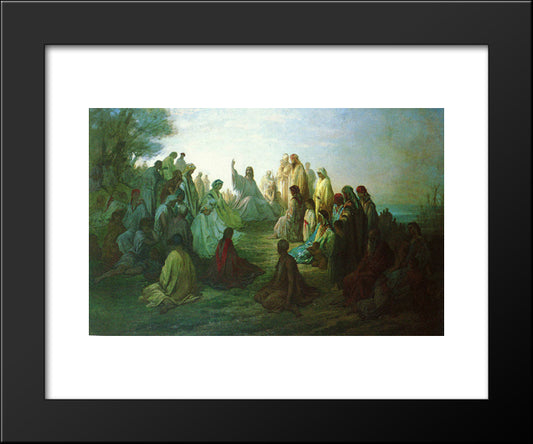 Jesus Preaching On The Mount 20x24 Black Modern Wood Framed Art Print Poster by Dore, Gustave