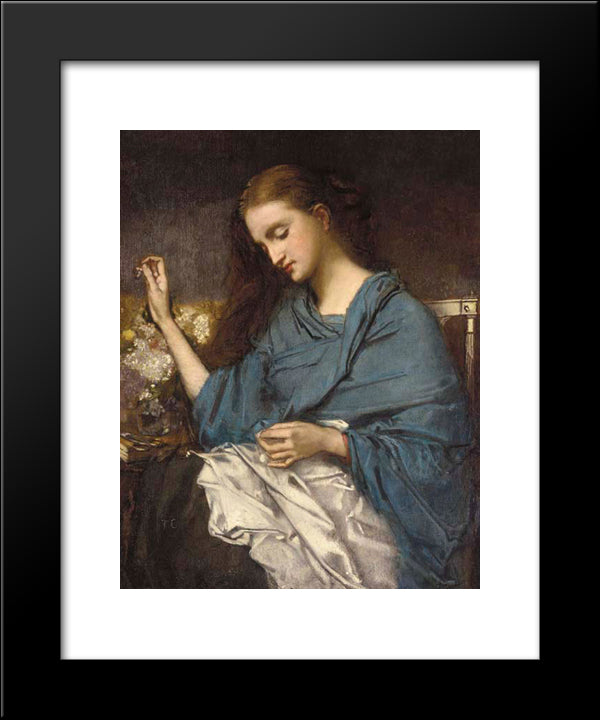 Young Woman Sewing 20x24 Black Modern Wood Framed Art Print Poster by Couture, Thomas