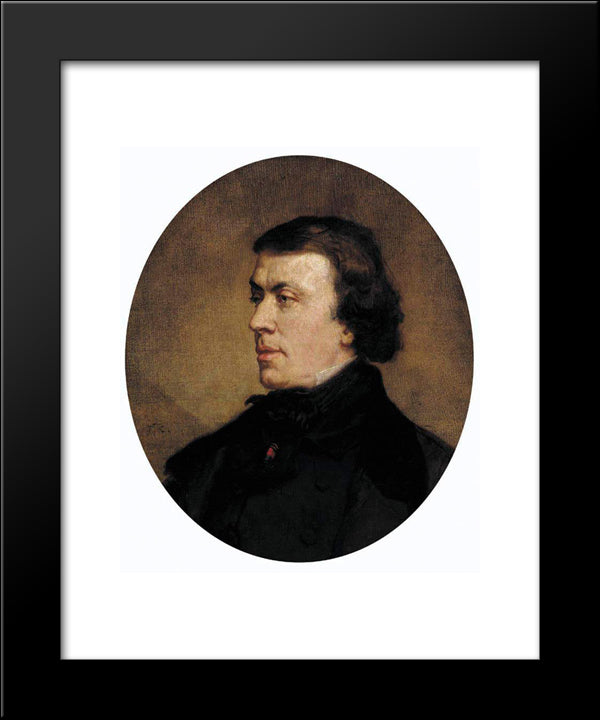 Portrait Of Philip Ricord 20x24 Black Modern Wood Framed Art Print Poster by Couture, Thomas