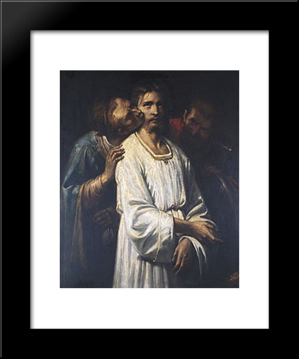 The Kiss Of Judas 20x24 Black Modern Wood Framed Art Print Poster by Couture, Thomas