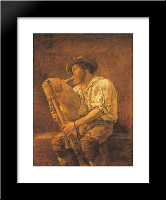 The Player Of Cormeuse 20x24 Black Modern Wood Framed Art Print Poster by Couture, Thomas