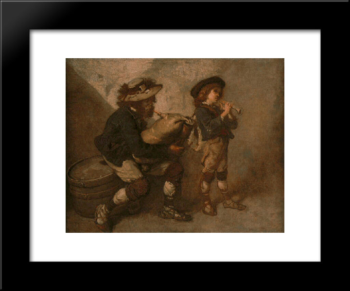 Piper And His Son 20x24 Black Modern Wood Framed Art Print Poster by Couture, Thomas