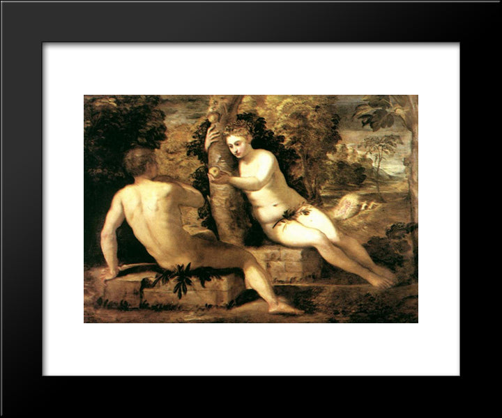 Adam And Eve 20x24 Black Modern Wood Framed Art Print Poster by Tintoretto