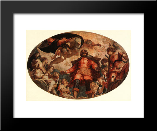 Glorification Of St Roch 20x24 Black Modern Wood Framed Art Print Poster by Tintoretto