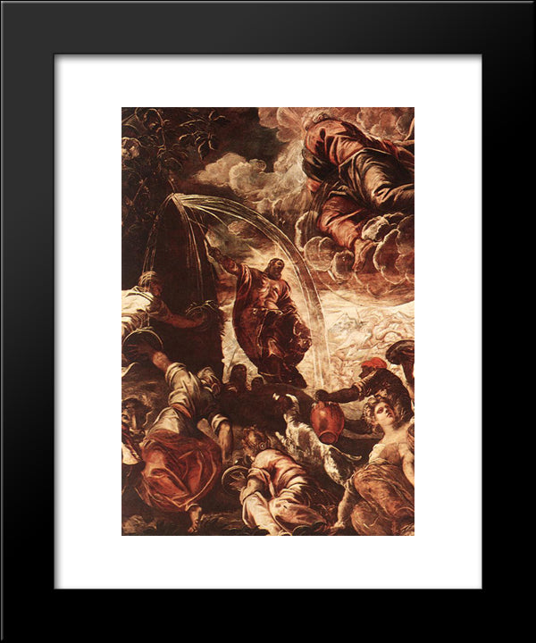 Moses Drawing Water From The Rock [Detail: 1] 20x24 Black Modern Wood Framed Art Print Poster by Tintoretto