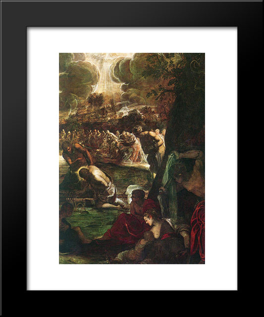 Baptism Of Christ [Detail: 1] 20x24 Black Modern Wood Framed Art Print Poster by Tintoretto