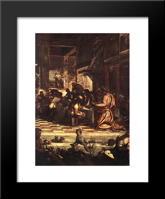 The Last Supper [Detail: 1] 20x24 Black Modern Wood Framed Art Print Poster by Tintoretto