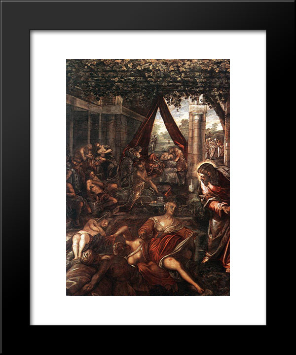 La Probatica Piscina 20x24 Black Modern Wood Framed Art Print Poster by Tintoretto
