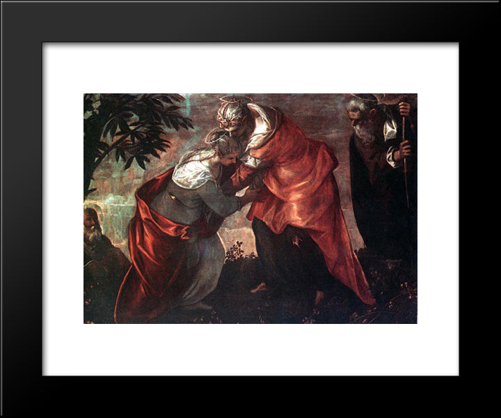 The Visitation 20x24 Black Modern Wood Framed Art Print Poster by Tintoretto