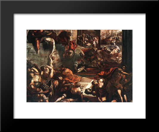 The Slaughter Of The Innocents 20x24 Black Modern Wood Framed Art Print Poster by Tintoretto