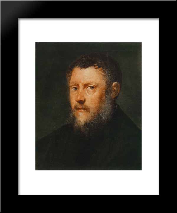 Portrait Of A Man (Fragment) 20x24 Black Modern Wood Framed Art Print Poster by Tintoretto