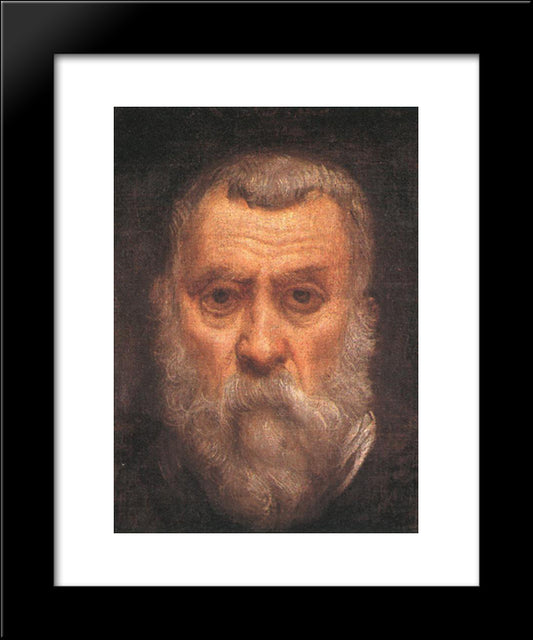 Self'Portrait [Detail: 1] 20x24 Black Modern Wood Framed Art Print Poster by Tintoretto