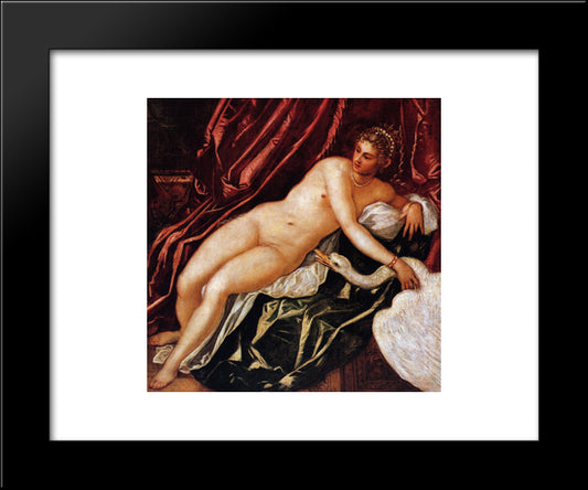 Leda And The Swan 20x24 Black Modern Wood Framed Art Print Poster by Tintoretto