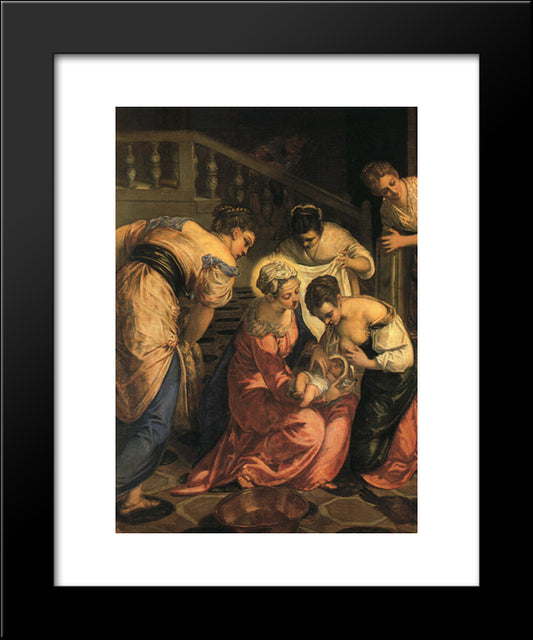 The Birth Of St. John The Baptist ' Detail 20x24 Black Modern Wood Framed Art Print Poster by Tintoretto