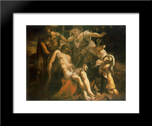 Descent From The Cross (Pieta) 20x24 Black Modern Wood Framed Art Print Poster by Tintoretto