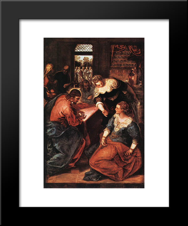 Christ In The House Of Martha And Mary 20x24 Black Modern Wood Framed Art Print Poster by Tintoretto