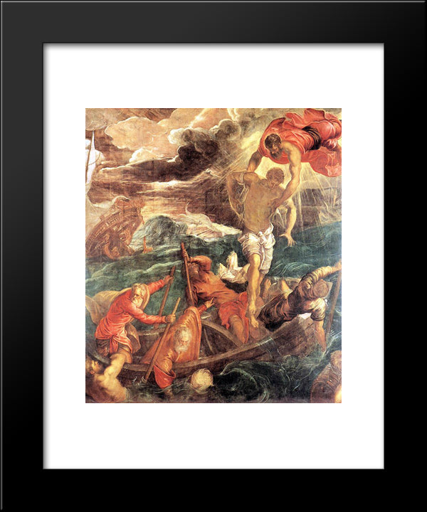 St. Mark Saving A Saracen From Shipwreck 20x24 Black Modern Wood Framed Art Print Poster by Tintoretto