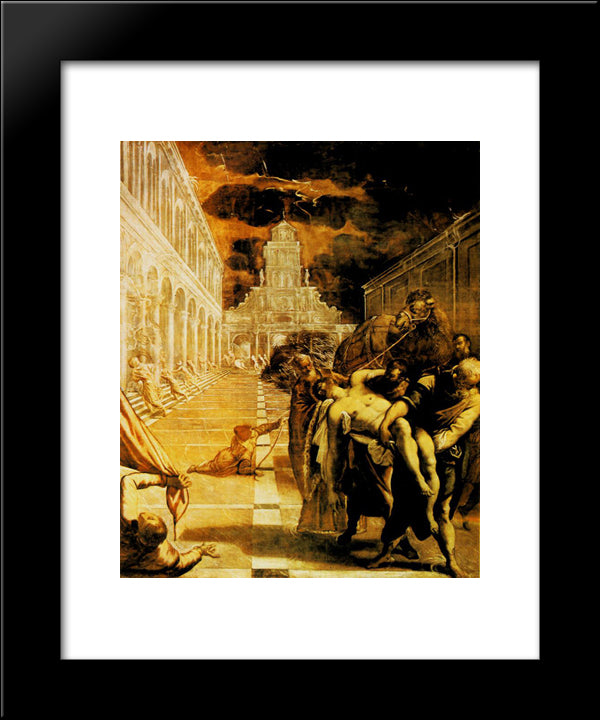 The Stealing Of The Dead Body Of St Mark 20x24 Black Modern Wood Framed Art Print Poster by Tintoretto