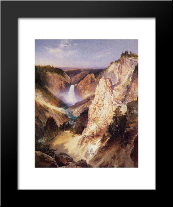 Great Falls Of Yellowstone 20x24 Black Modern Wood Framed Art Print Poster by Moran, Thomas