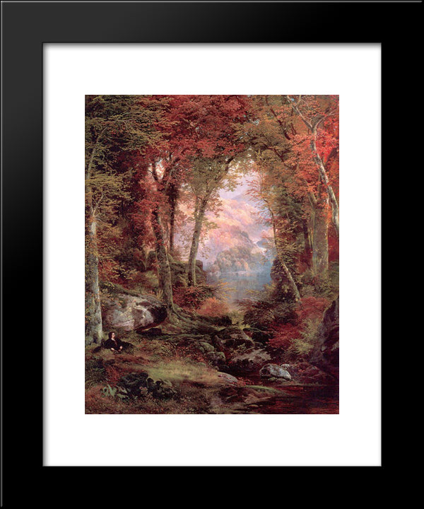 The Autumnal Woods (Under The Trees) 20x24 Black Modern Wood Framed Art Print Poster by Moran, Thomas