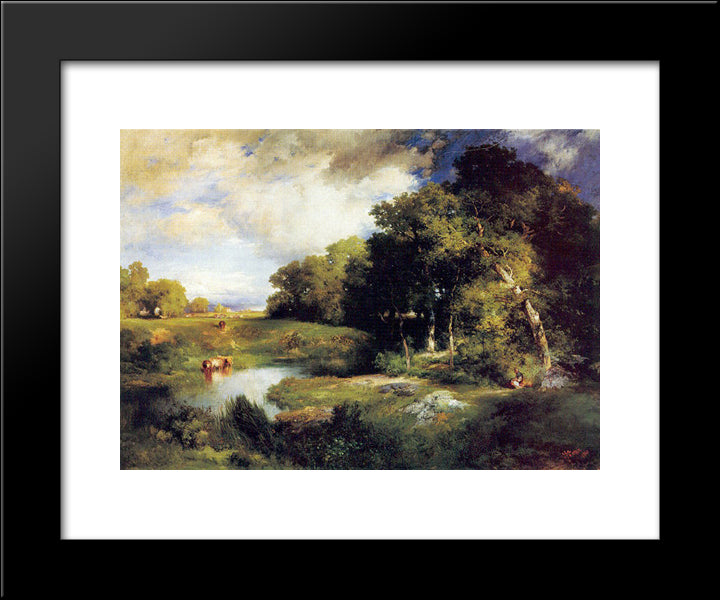 A Pastoral Landscape 20x24 Black Modern Wood Framed Art Print Poster by Moran, Thomas