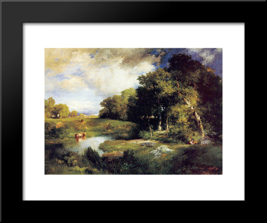 A Pastoral Landscape 20x24 Black Modern Wood Framed Art Print Poster by Moran, Thomas
