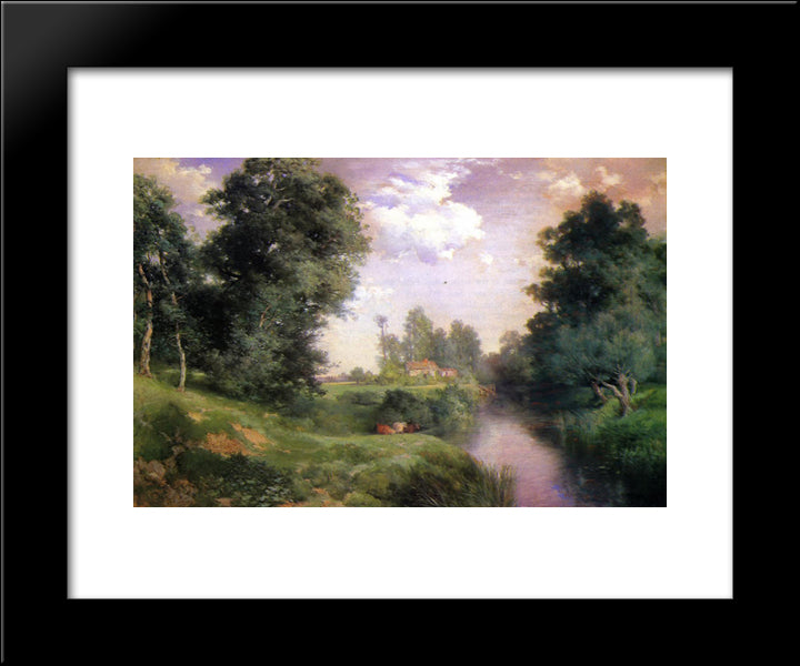 A Long Island River 20x24 Black Modern Wood Framed Art Print Poster by Moran, Thomas