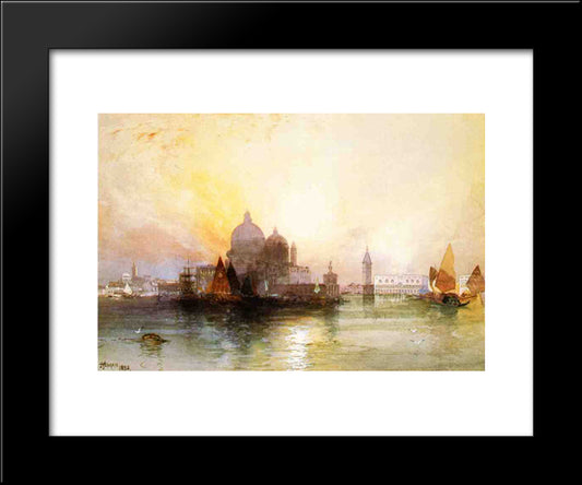 A View Of Venice 20x24 Black Modern Wood Framed Art Print Poster by Moran, Thomas